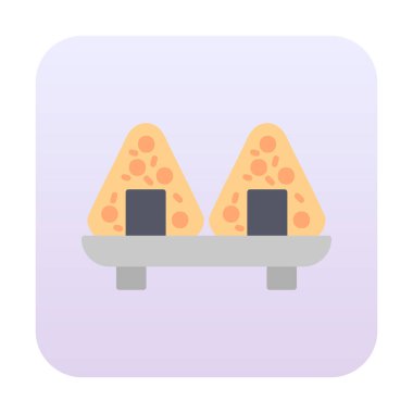 Onigiri sushi simgesi, vektör illüstrasyonu 