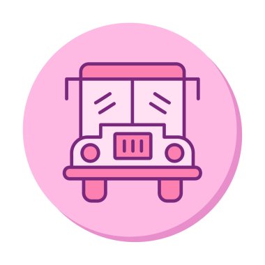 Okul otobüsü. Web simgesi basit illüstrasyon