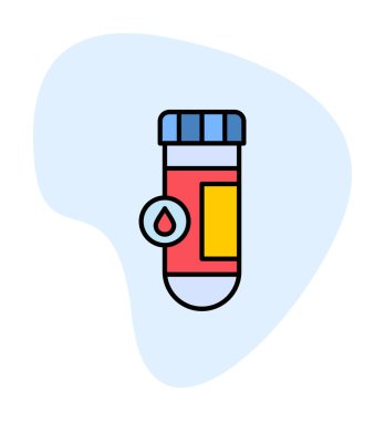 Kan testi tüpü ana hat vektör simgesi. Laboratuvar test sembolü, logo illüstrasyonu.