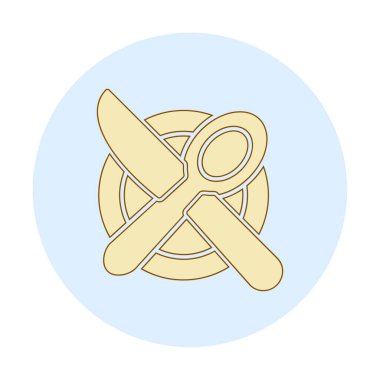 bıçak ve çatal tabakta, yemek ikonu, vektör illüstrasyonu  