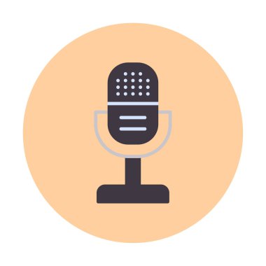 mikrofon yassı ikon. mikrofon logosu, vektör illüstrasyonu.