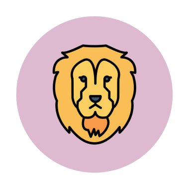 Aslan başı düz simgesi, vektör illüstrasyonu