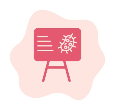 Bakteri simgesi ve vektör illüstrasyonlu sunum tahtası