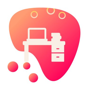 Ofis masa simgesinin vektör illüstrasyonu 