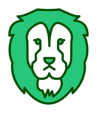 Aslan başı düz simgesi, vektör illüstrasyonu