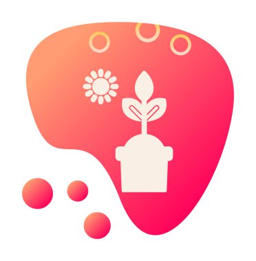 Güneş ve bitki saksı ikonunda. Vektör çizimi. Fotosentez sembolü 