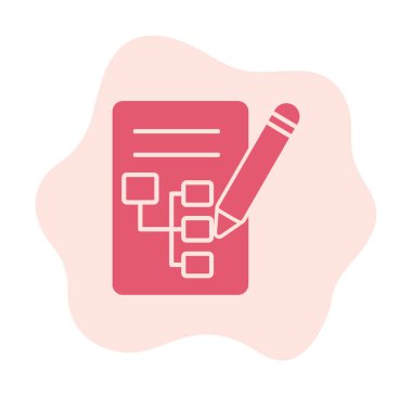 Kalem simgesi ile yazma Planı, vektör illüstrasyonu basit  