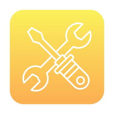 İngiliz anahtarı ve tornavida ikonu. Web için araç vektör simgesinin özet çizimi                              