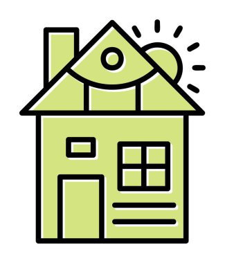 ev düz simgesi, vektör illüstrasyonu 