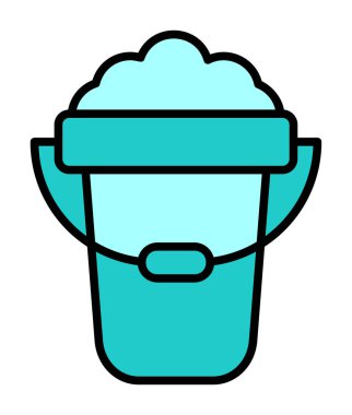 Köpük simgesi olan kova, vektör illüstrasyonu  