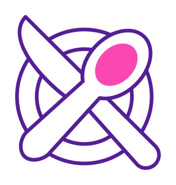 bıçak ve çatal tabakta, yemek ikonu, vektör illüstrasyonu  