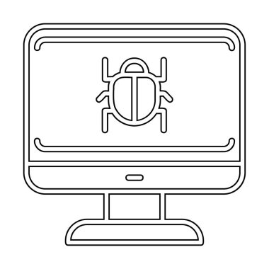 yazılım hatası düz simgesi, vektör illüstrasyonu, Sistem Virüsü 