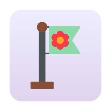 Sakura bayrak simgesi, vektör illüstrasyonu 