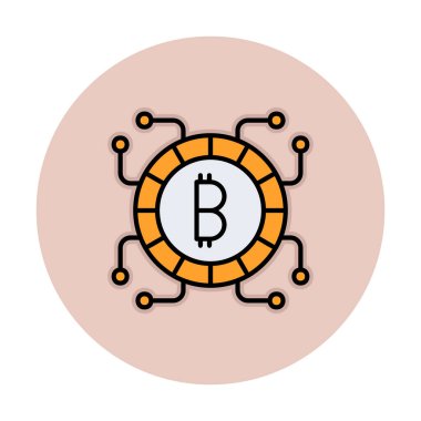 Basit bitcoin simgesi, vektör illüstrasyonu