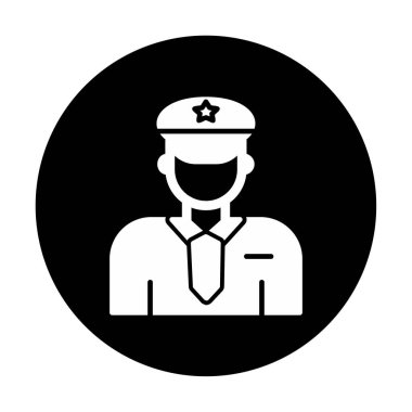 Üniformalı düz simgeli polis memurunun vektör çizimi