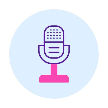 mikrofon yassı ikon. mikrofon logosu, vektör illüstrasyonu.