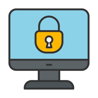 Basit Bilgisayar monitörü Ekran simgesi, vektör illüstrasyonunu kilitle