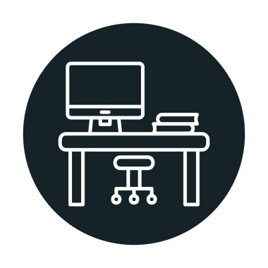 ofis masası simgesi, basit vektör illüstrasyonu