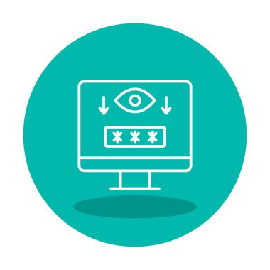 Basit Bilgisayar Casus Yazılımı simgesi, vektör illüstrasyonu