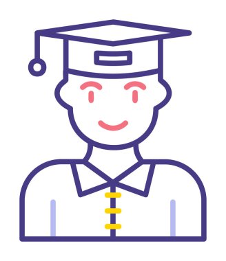 Mezuniyet başlığı simgesi vektör illüstrasyonu öğrencisi