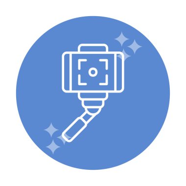 Akıllı telefon web simgesi, vektör illüstrasyonlu selfie çubuğu 