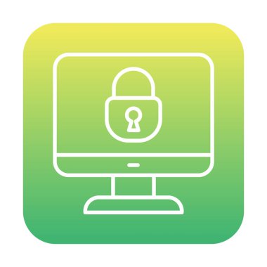 Basit Bilgisayar monitörü Ekran simgesi, vektör illüstrasyonunu kilitle