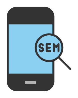 Büyüteç ve sem simgesine sahip mobil