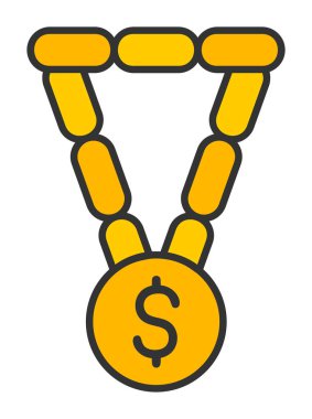 Dolar işaretli bilezik, vektör illüstrasyonu  