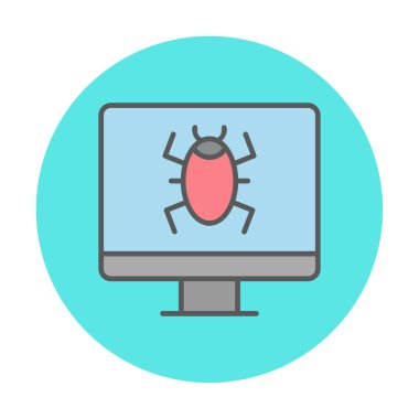 Basit Bilgisayar Virüsü simgesi, vektör illüstrasyonu