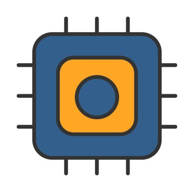 Basit düz işlemci çizgisi vektör simgesi