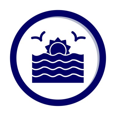 Basit düz gün batımı ve deniz vektörü çizimi