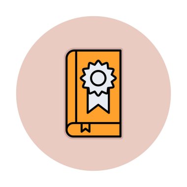 Kitap Madalyası simgesi, vektör illüstrasyonu 