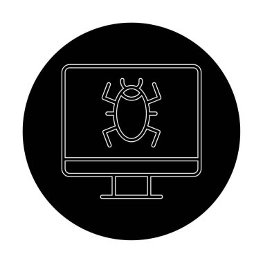 Basit Bilgisayar Virüsü simgesi, vektör illüstrasyonu