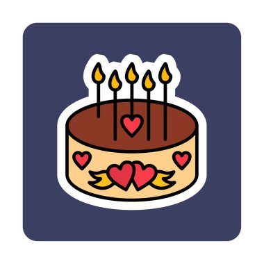 Mumlu doğum günü pastası ikon vektör çizimi                    