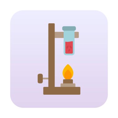 Bunsen brülörü doğrusal simgesi. Laboratuvar aleti. Web tasarımı için simge