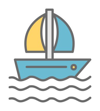 Basit bir yelkenli ikonu izole edildi. vektör illüstrasyonu