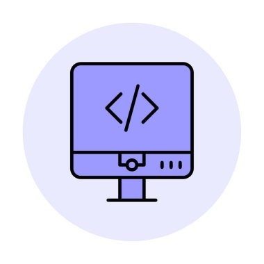 Kodlama. Web simgesi basit illüstrasyon                  