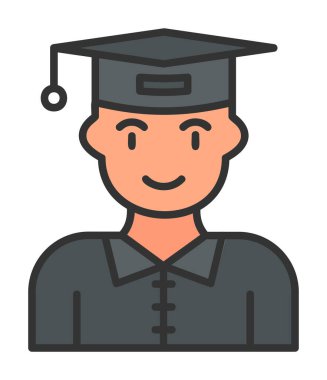 Mezuniyet başlığı simgesi vektör illüstrasyonu öğrencisi