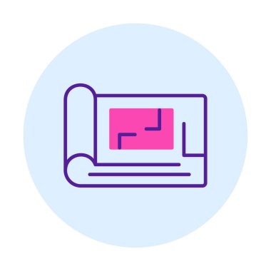 harita düz simgesi, vektör illüstrasyonu