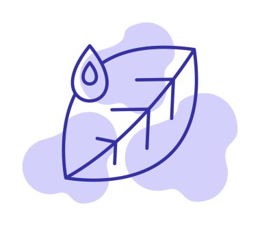 Su damlası ve yaprak simgesinin vektör çizimi