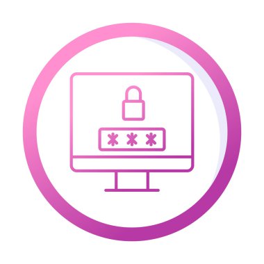 Basit Bilgisayar monitörü Ekran simgesi, vektör illüstrasyonunu kilitle