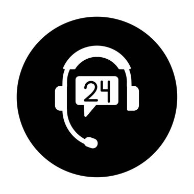 Basit 24 Saat Telefon Desteği simgesi, vektör illüstrasyonu