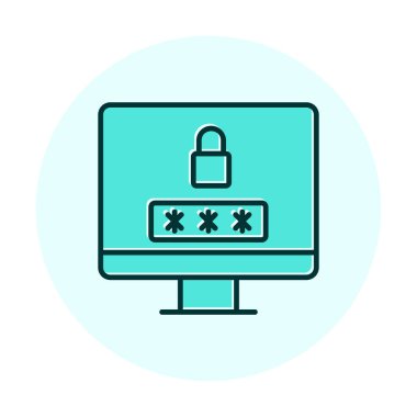 Basit Bilgisayar monitörü Ekran simgesi, vektör illüstrasyonunu kilitle