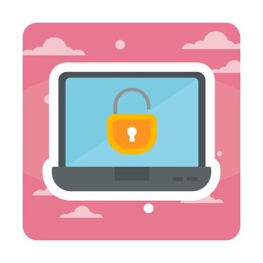 dizüstü bilgisayar Aygıtı Kilitli simge vektör çizimi