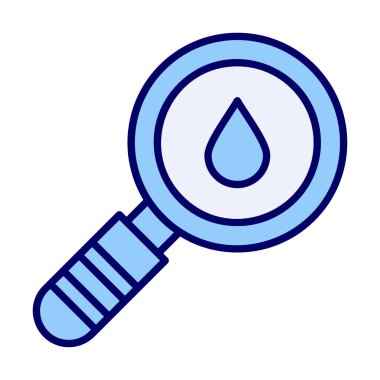 Loupe ikonu. Büyüteçteki su damlasının vektör çizimi