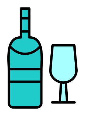 şarap şişe ve cam kutsal kişilerin resmi, vektör çizim  