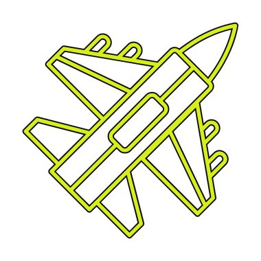 Jet Fighter ikonu. Askeri uçak uçuşu. vektör illüstrasyonu