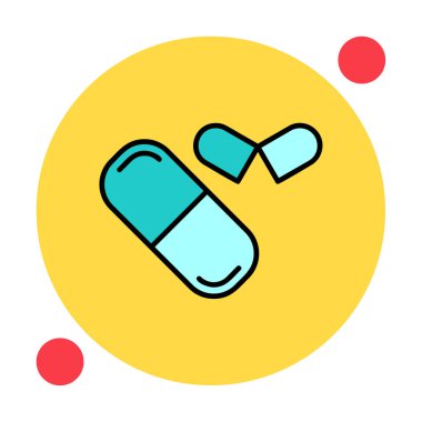 ilaç yassı ikonu, kapsüller, haplar            