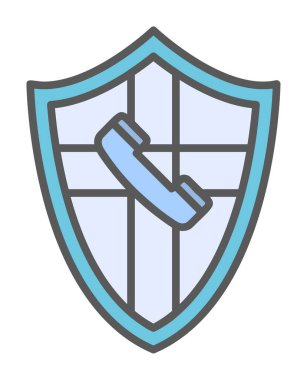 Eski moda telefon ahizesi simgesi olan bir kalkan. Güvenli telefon hattı. vektör çizimi tasarımı