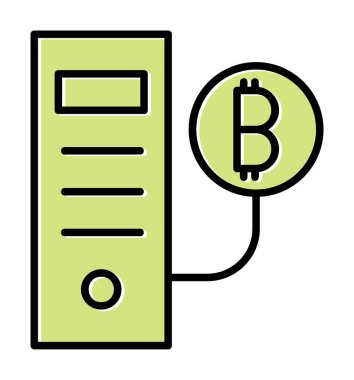 Bitcoin Madeni İşlemcisi (BTC) simgesi, vektör illüstrasyonu 